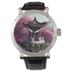 Sakura Cherry Blossom Garden Shrine Pond Japanese Watch