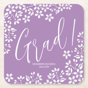 SAKURA cherry blossom Graduation party Square Paper Coaster