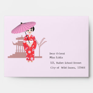 Sakura Cherry Blossom Japanese Girl Birthday Party Envelope