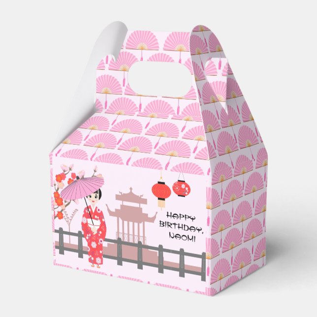 Sakura Cherry Blossom Japanese Girl Birthday Party Favour Box (Front Side)
