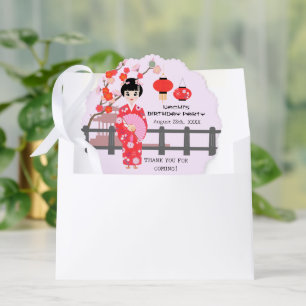 Sakura Cherry Blossom Japanese Girl Birthday Party Tree Decoration Card