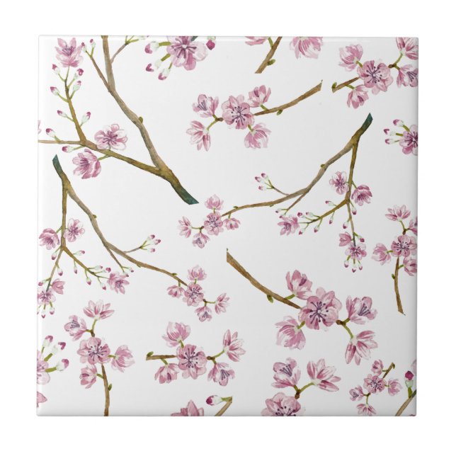 Sakura Cherry Blossom Pattern Tile (Front)