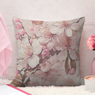 Sakura Cherry Blossom Pink and White Cushion