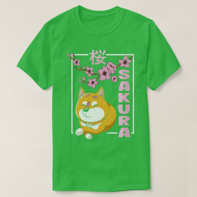 Sakura Cherry Blossom Shiba Inu Dog Japanese Cultu T-Shirt (Design Front)