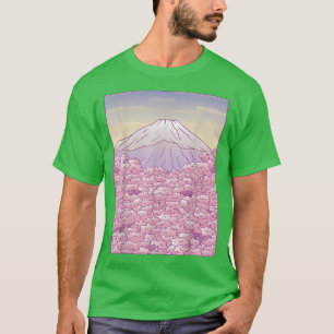 Sakura Cherry Blossom Tree Japan Fuji Japanese Gra T-Shirt