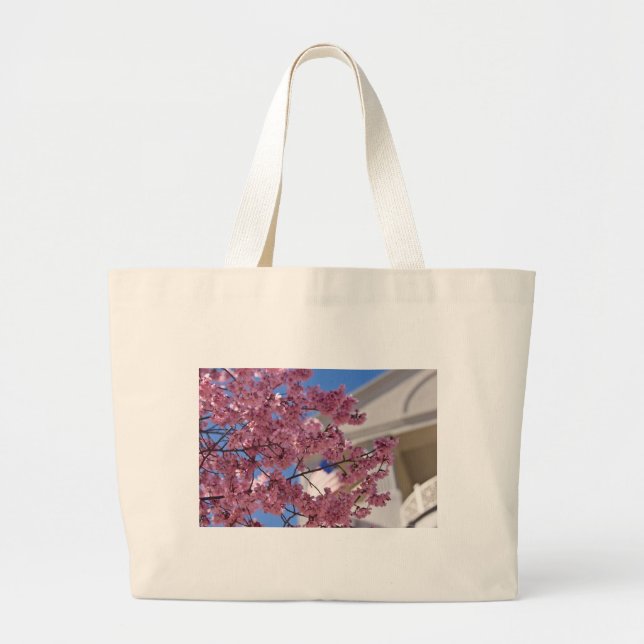Sakura Cherry Blossoms Americana Large Tote Bag (Front)