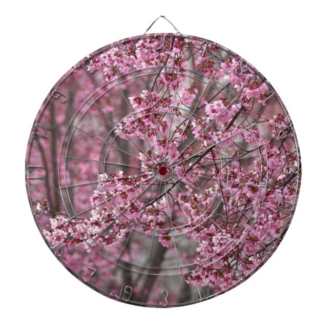 Sakura Cherry Blossoms Flowing Pink Dartboard (Front)