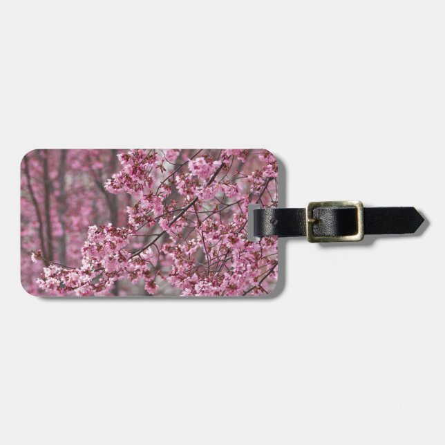 Sakura Cherry Blossoms Flowing Pink Luggage Tag (Front Horizontal)