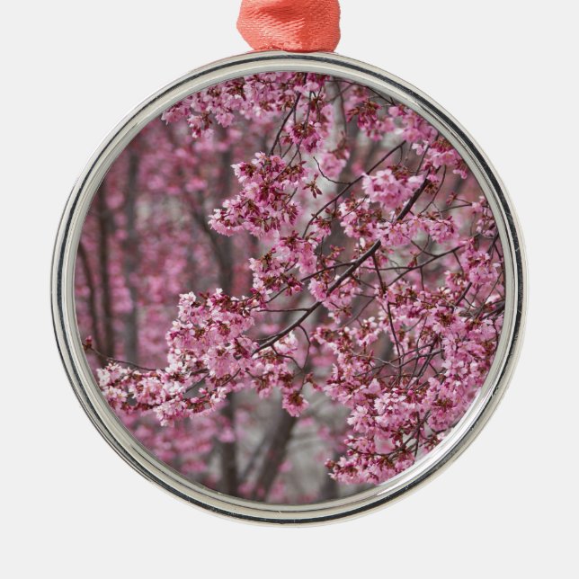 Sakura Cherry Blossoms Flowing Pink Metal Tree Decoration (Front)
