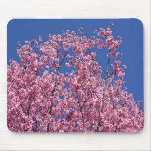 Sakura Cherry Blossoms Into The Blue Mouse Pad