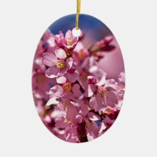 Sakura Cherry Blossoms Kissed by Sunlight Ceramic Tree Decoration