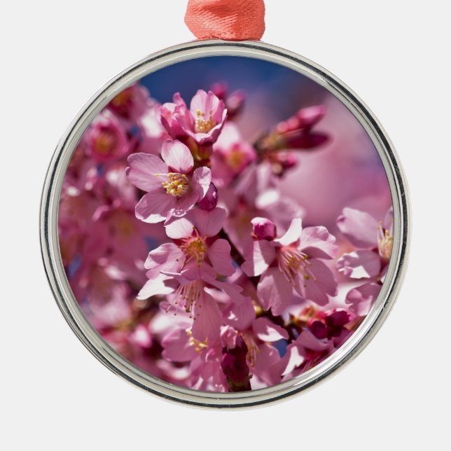 Sakura Cherry Blossoms Kissed by Sunlight Metal Tree Decoration (Front)