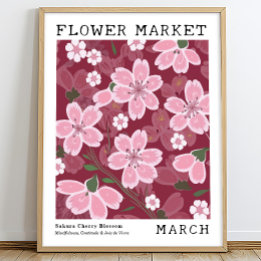 Sakura Cherry Blossoms March Birth Flower Market Poster
