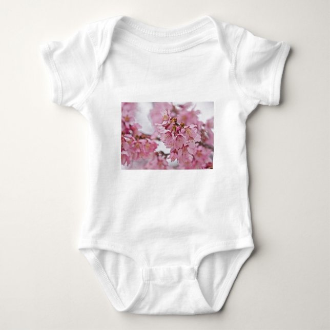 Sakura Cherry Blossoms Pale Pink Baby Bodysuit (Front)
