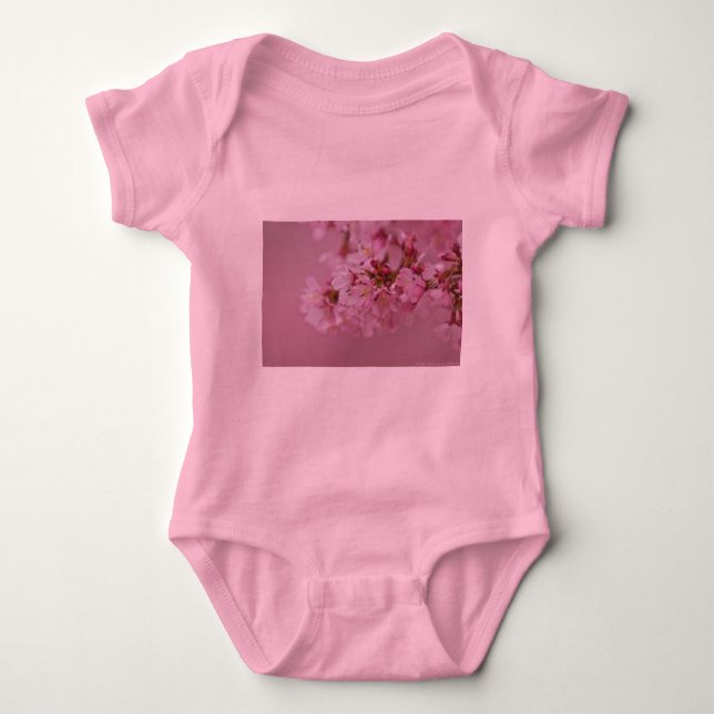 Sakura Cherry Blossoms Pale Pink Reflections Baby Bodysuit (Front)
