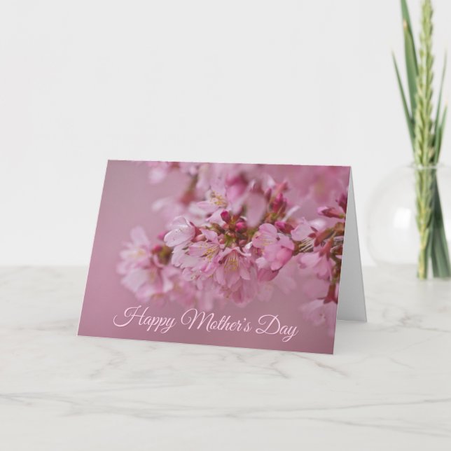 Sakura Cherry Blossoms Pale Pink Reflections Card (Front)