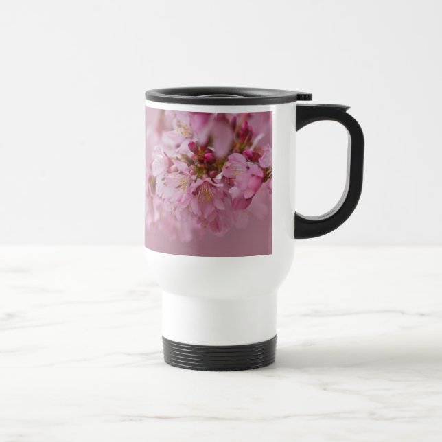 Sakura Cherry Blossoms Pale Pink Reflections Travel Mug (Right)