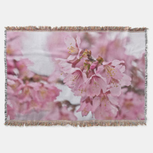 Sakura Cherry Blossoms Pale Pink Throw Blanket