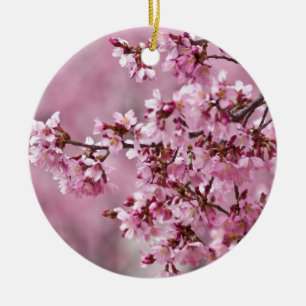 Sakura Cherry Blossoms Pastel Pink Layers Ceramic Tree Decoration