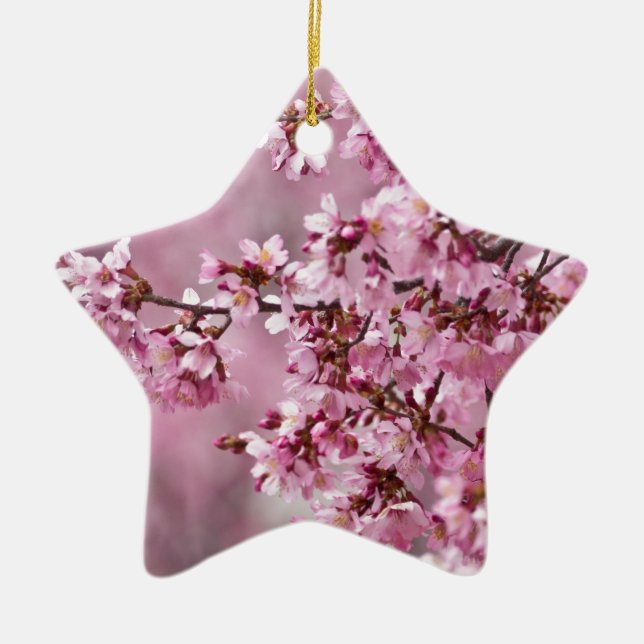 Sakura Cherry Blossoms Pastel Pink Layers Ceramic Tree Decoration (Front)