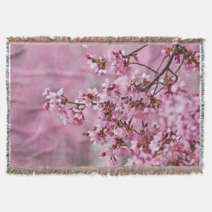 Sakura Cherry Blossoms Pastel Pink Layers Throw Blanket