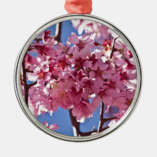 Sakura Cherry Blossoms Red Stars Metal Tree Decoration