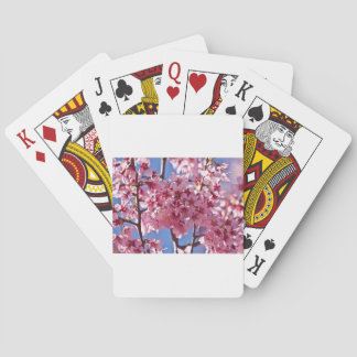 Sakura Cherry Blossoms Red Stars Playing Cards