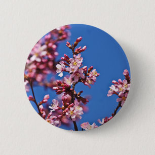 Sakura Cherry Blossoms Touching Blue 6 Cm Round Badge