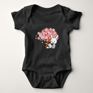 Sakura Cherry Tree Cool Cute Kawaii bunny Rabbits Baby Bodysuit
