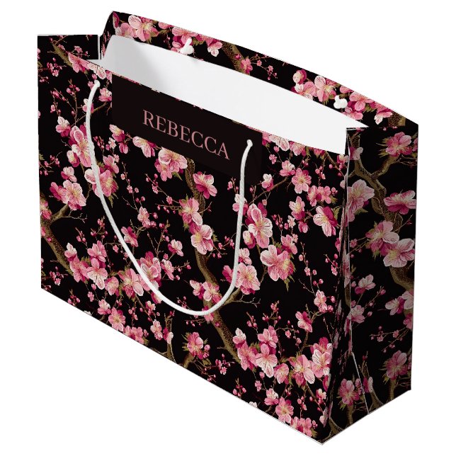 Sakura Chery Blosom Pattern  Large Gift Bag (Back Angled)