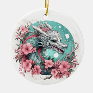 Sakura Dragon Ceramic Tree Decoration