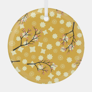 Sakura Elegance: Chinese Floral Pattern. Glass Tree Decoration