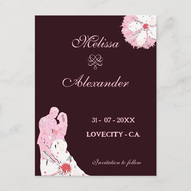 Sakura elegant floral wedding save the date postcard (Front)