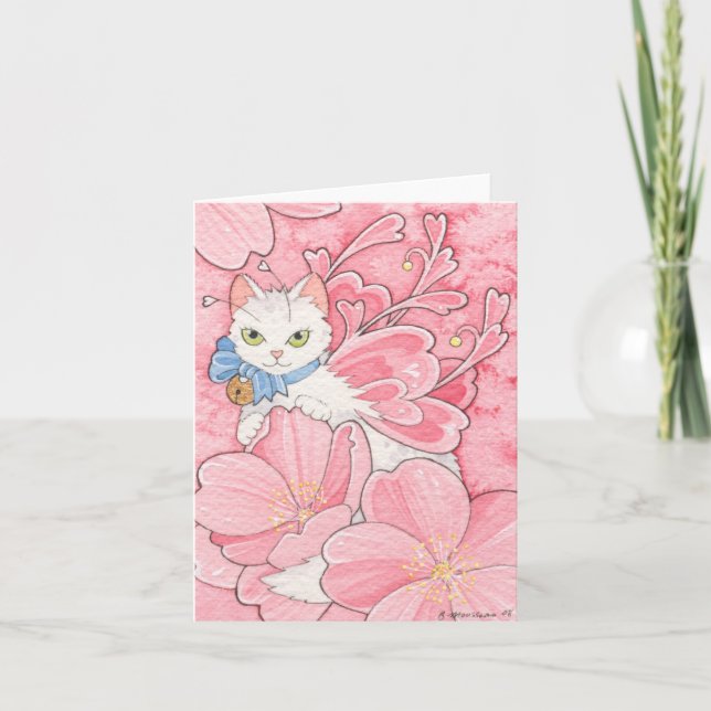 Sakura Fairy Cat notecard (Front)