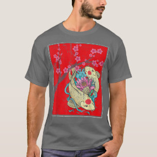 Sakura Fish Pond Nishikigoi Japanese Cherry Blosso T-Shirt