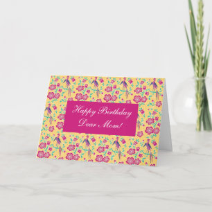 Sakura Floral Batik Happy Birthday Mum Card