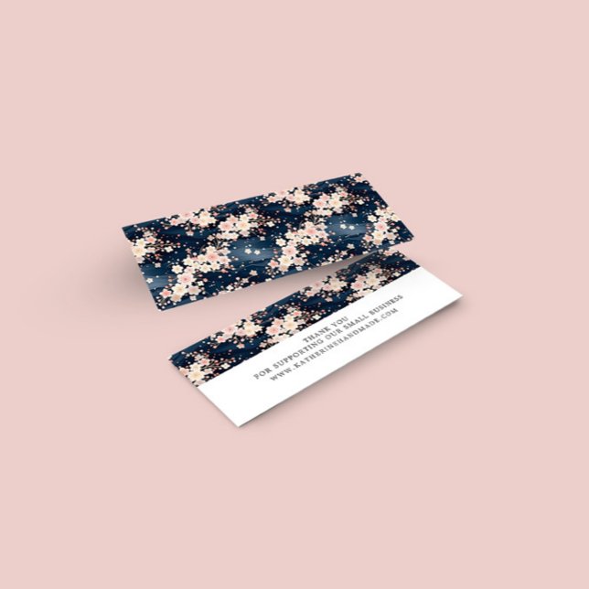 Sakura Floral Navy Small Business Thank You Card (Creator Uploaded)