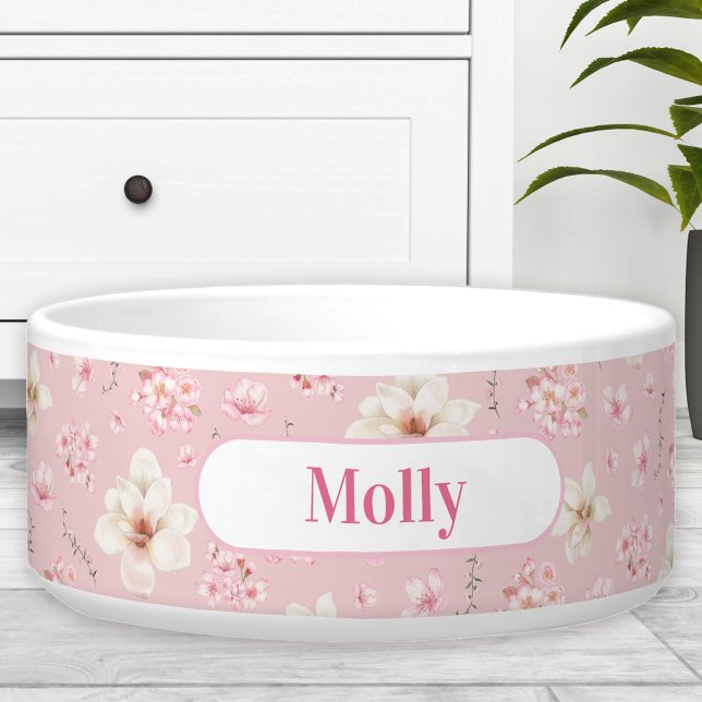 Sakura Floral Pattern Spring Name Pink Pet Bowl (Sakura Floral Pattern Spring Name Pink Pet Bowl)