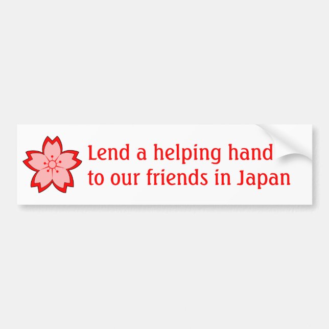 Sakura flower helping hand to Japan relief charity Bumper Sticker (Front)