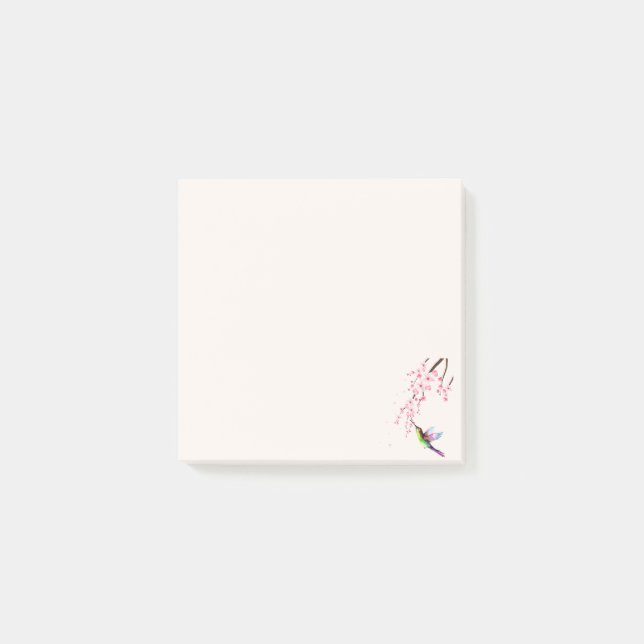Sakura Flower & Humming Bird Post-It Notes (Front)