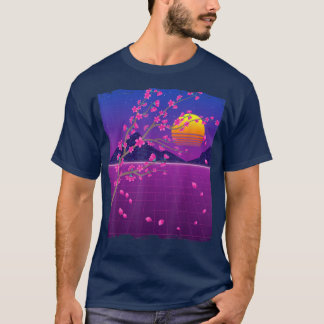 Sakura Flower Japan 80s Vaporwave Sunset Cherry Bl T-Shirt