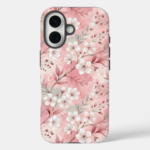 Sakura Flower Pattern Pink iPhone 16 Case