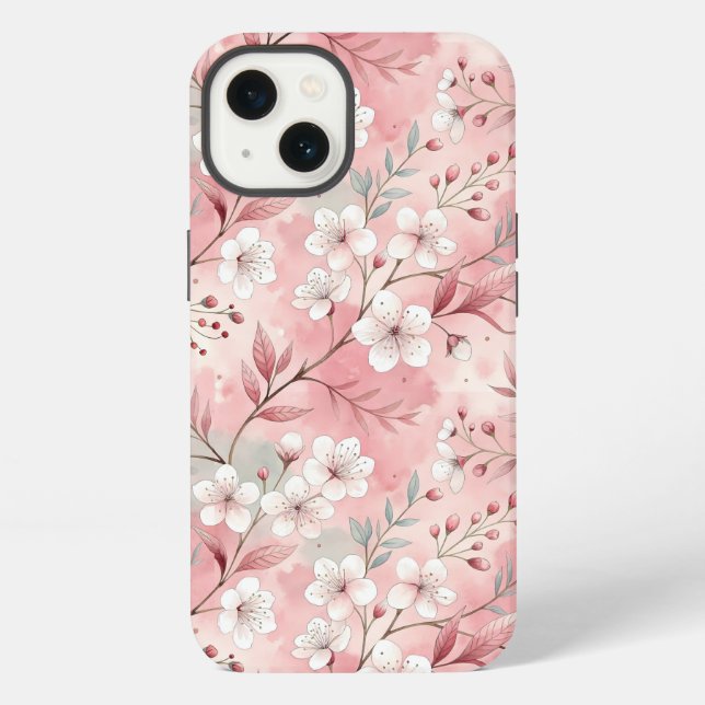 Sakura Flower Pattern Pink  iPhone Case (Back)