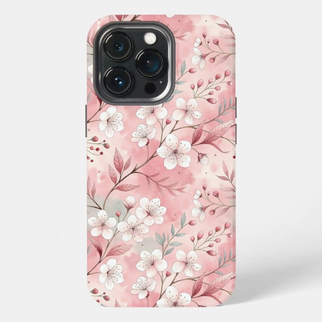 Sakura Flower Pattern Pink  iPhone Case (Back)