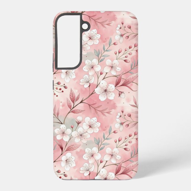 Sakura Flower Pattern Pink  Samsung Galaxy S22+ Case (Back)