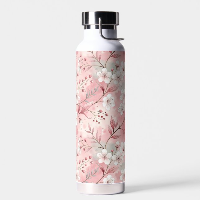 Sakura Flower Pattern Pink  Water Bottle (Left)