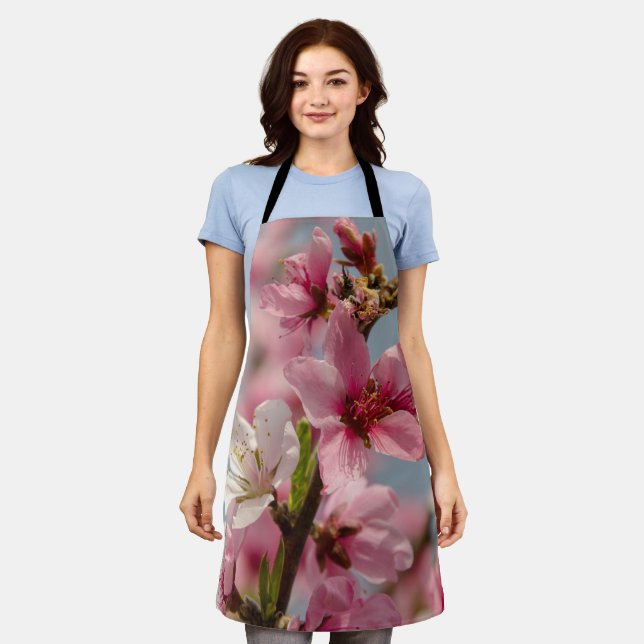 Sakura Flower, Pink Japanese Flower Apron (Worn)