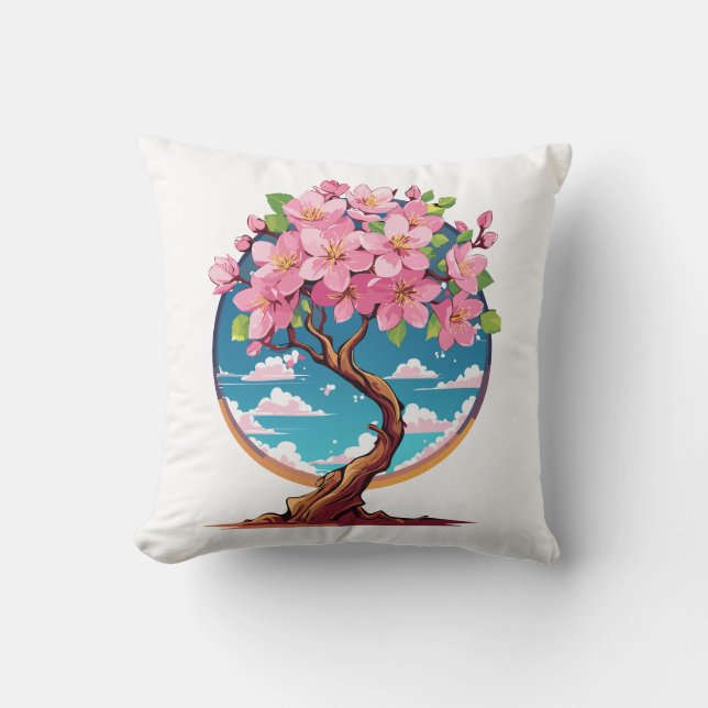Sakura flowers blossom cushion (Front)