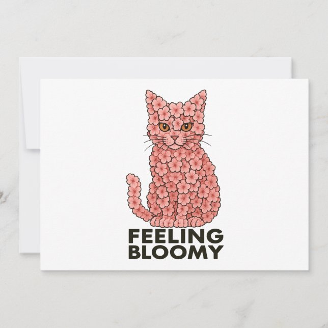 Sakura Flowers Cat Feeling Bloomy Invitation (Front)