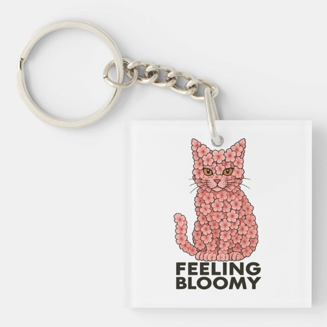 Sakura Flowers Cat Feeling Bloomy Key Ring (Front)